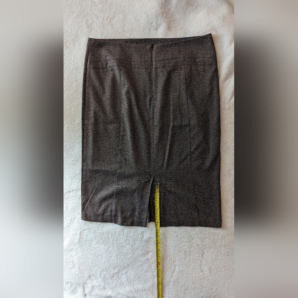 Chocolate brown tweed skirt suit jacket sz 8 skirt sz 12 - Picture 6 of 16